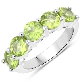3.25 CT Genuine Peridot 14K White Gold Ring