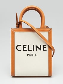 Celine Beige/Brown Canvas/Leather Vertical Cabas Mini
