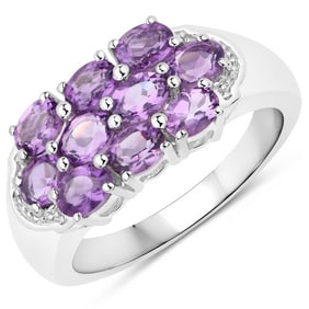 1.60 CT Genuine Amethyst 14K White Gold Ring
