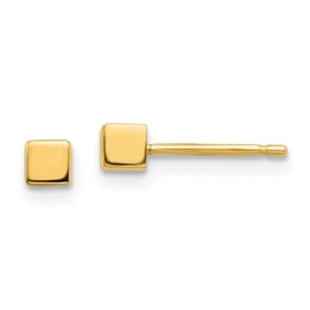 14k Yellow Gold Square Stud Earrings