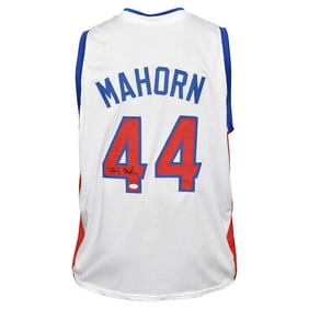 rick mahorn signed detroit white basketball