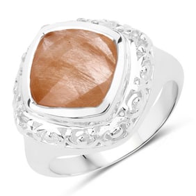 3.25 CT Genuine Pink Rutile 14K White Gold Ring