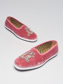 Gucci Pink Velvet Moccasin Faux Pearl