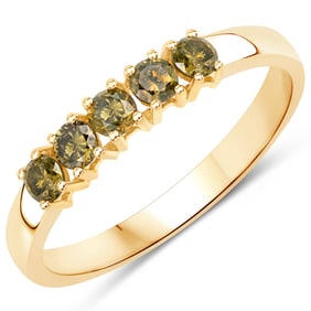 0.46 CT Genuine Yellow Diamond 14K Yellow Gold Ring (I1-I2)