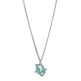 Christian Dior Resin Logo Necklace Silver