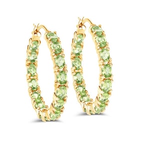 5.10 CT Genuine Peridot 14K White Gold Earrings