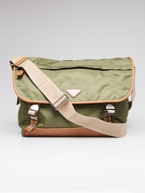 Prada Military/Camel Re-Nylon and Leather Messenger