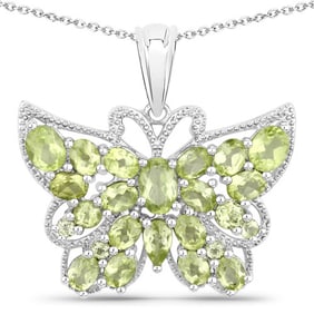 4.05 CT Genuine Peridot 14K White Gold Pendant