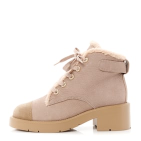 Chanel Calfskin Shearling Quilted Cap Toe