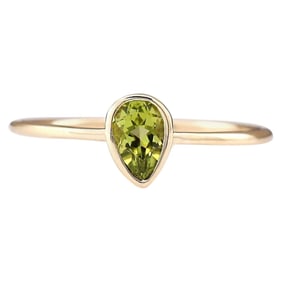 0.50 Carat Natural Peridot 18K Yellow Gold Ring
