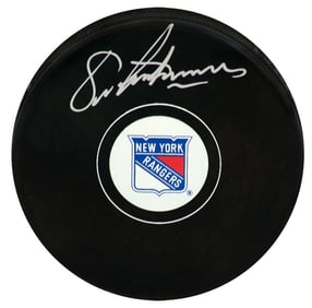 eric lindros signed rangers logo hockey