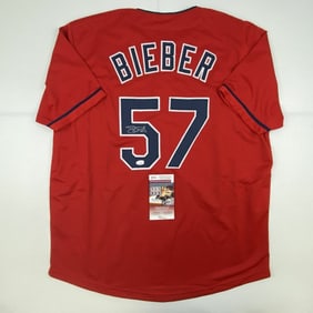 Autographed/Signed SHANE BIEBER Cleveland Red Baseball