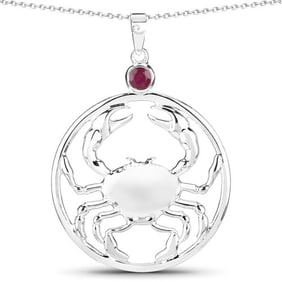 0.33 CT Genuine Ruby 14K White Gold Pendant