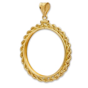 14K Gold Screw-Top Rope Polished Coin