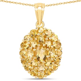 4.16 CT Genuine Citrine 14K White Gold Pendant