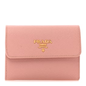 Prada Saffiano Metal Tri-Fold Wallet Orchidea