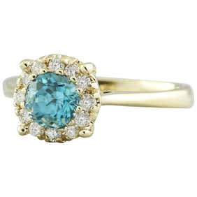 Natural Topaz Diamond Ring In 18K Yellow Gold