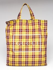 Gucci Yellow/Burgundy Nylon Medium Check Montecarlo