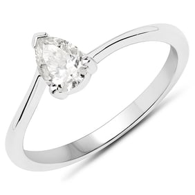 14K White Gold 0.50 CT Genuine White Diamond Ring