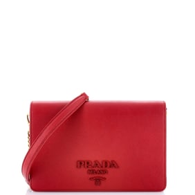 Prada Monochrome Chain Flap Bag Saffiano