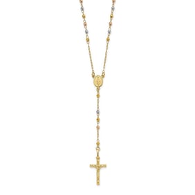 10K Tri Color Faceted Beads Rosary