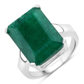 8.94 CT Dyed Emerald 14K White Gold Ring