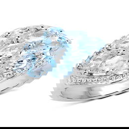 2.50 CT Genuine  Blue Topaz 14K White Gold Ring