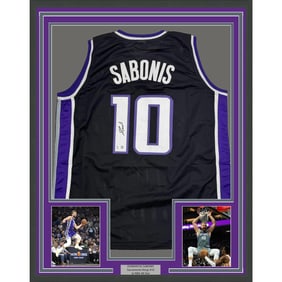 framed autographed/signed domantas sabonis 35x39 sacramento