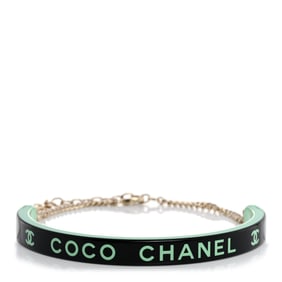 Chanel Resin Logo Choker Green Black