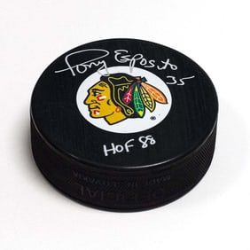 Tony Esposito Chicago Blackhawks Signed Hockey
