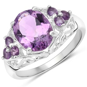 3.68 CT Genuine Amethyst 14K White