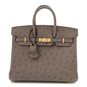 Hermes Ostrich Birkin 25 Gris Tourterelle