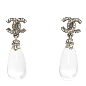 Chanel Ruthenium Crystal CC Drop Earrings