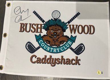 chevy chase signed movie flag (caddyshack)