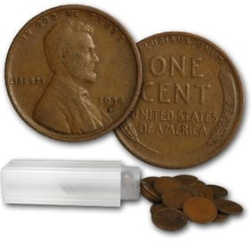 1934-D Lincoln Cent 50-Coin Roll Avg