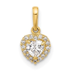 14K Yellow Gold CZ Heart Pendant