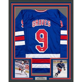framed autographed/signed adam graves 35x39 blue
