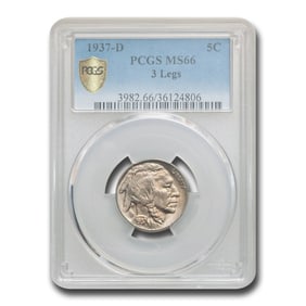 1937-D 3 Legged Buffalo Nickel MS-66