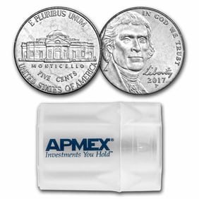 2017-P Jefferson Nickel 40-Coin Roll BU