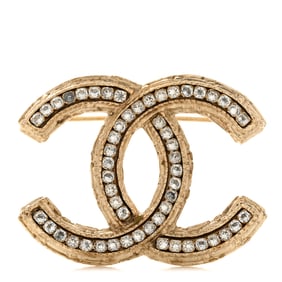 Chanel Metal Crystal Baguette CC Brooch