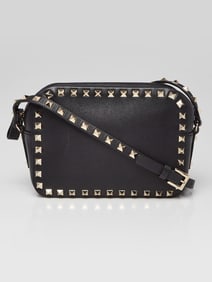 Valentino Black Smooth Leather Rockstud Camera