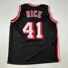 autographed/signed glen rice miami black basketball