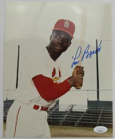 lou brock signed 8x10 photo JSA
