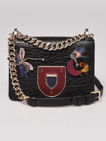 Christian Dior Black Pebbled Embellished Leather