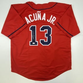 autographed/signed ronald acuna jr. atlanta red