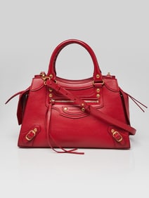 Balenciaga Red Grained Calfskin Leather Neo