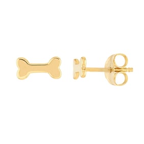 14K Yellow Gold Dog Bone Stud