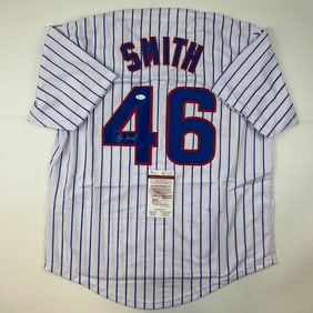 Autographed/Signed Lee Smith Chicago Pinstripe Baseball