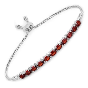 3.08 CT Genuine Garnet 14K White Gold Bracelet