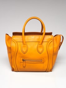 Celine Yellow Calfskin Leather Mini Luggage
